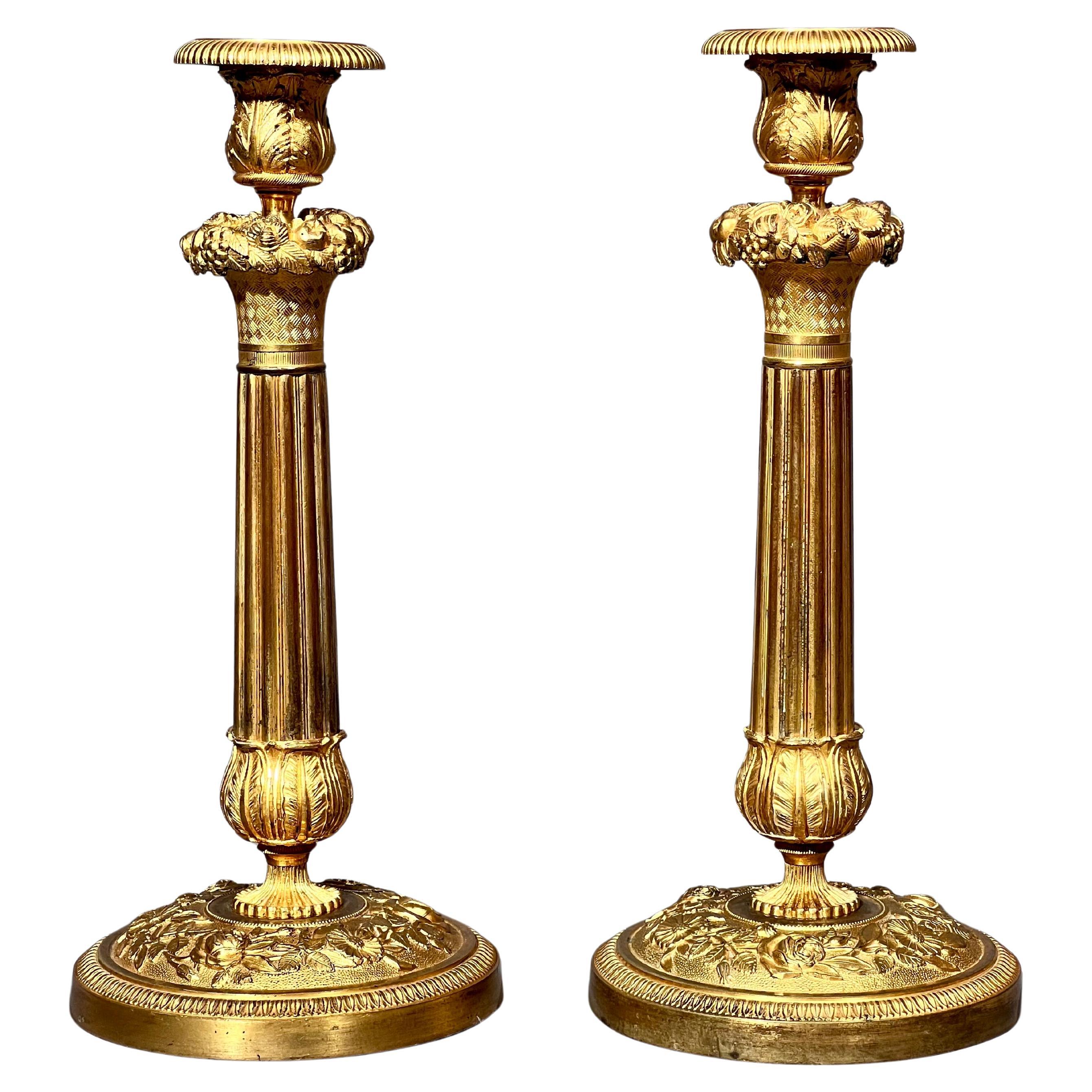 Französische neoklassizistische Ormolu-Kerzenleuchter aus dem frühen 19.