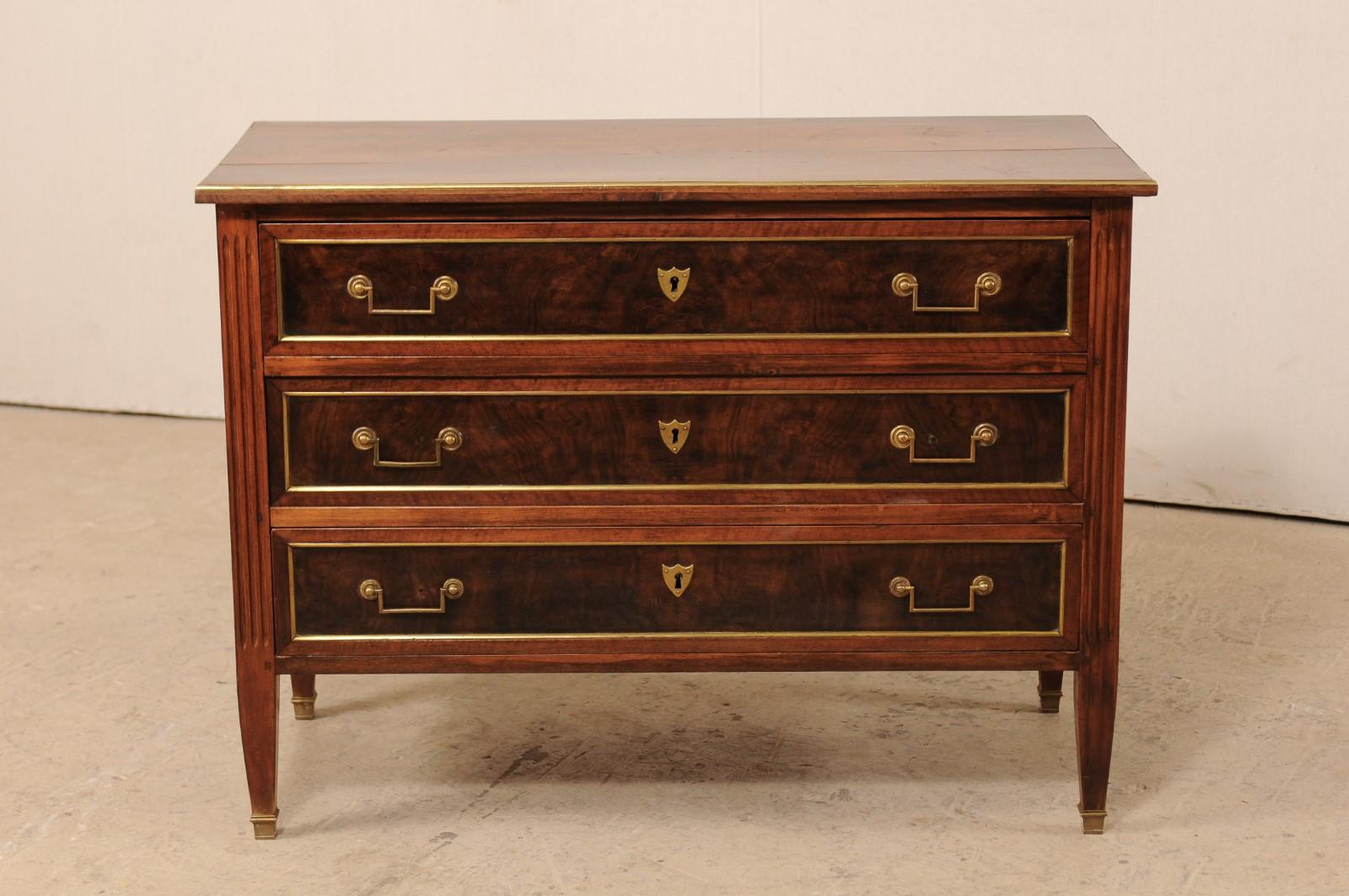 Brass Early 19th Century French Neoclassical Wood Chest of Drawers