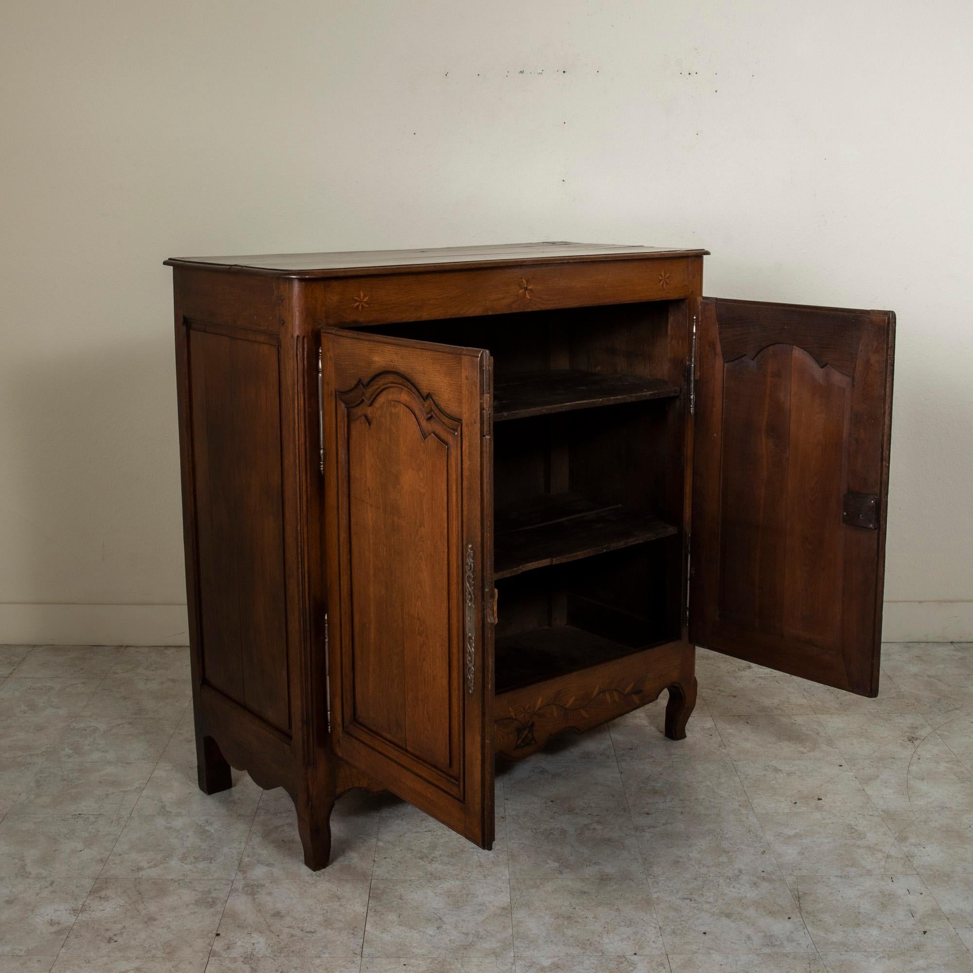 Inlay Early 19th Century French Oak Bassette, Small Armoire, Buffet D'appui For Sale