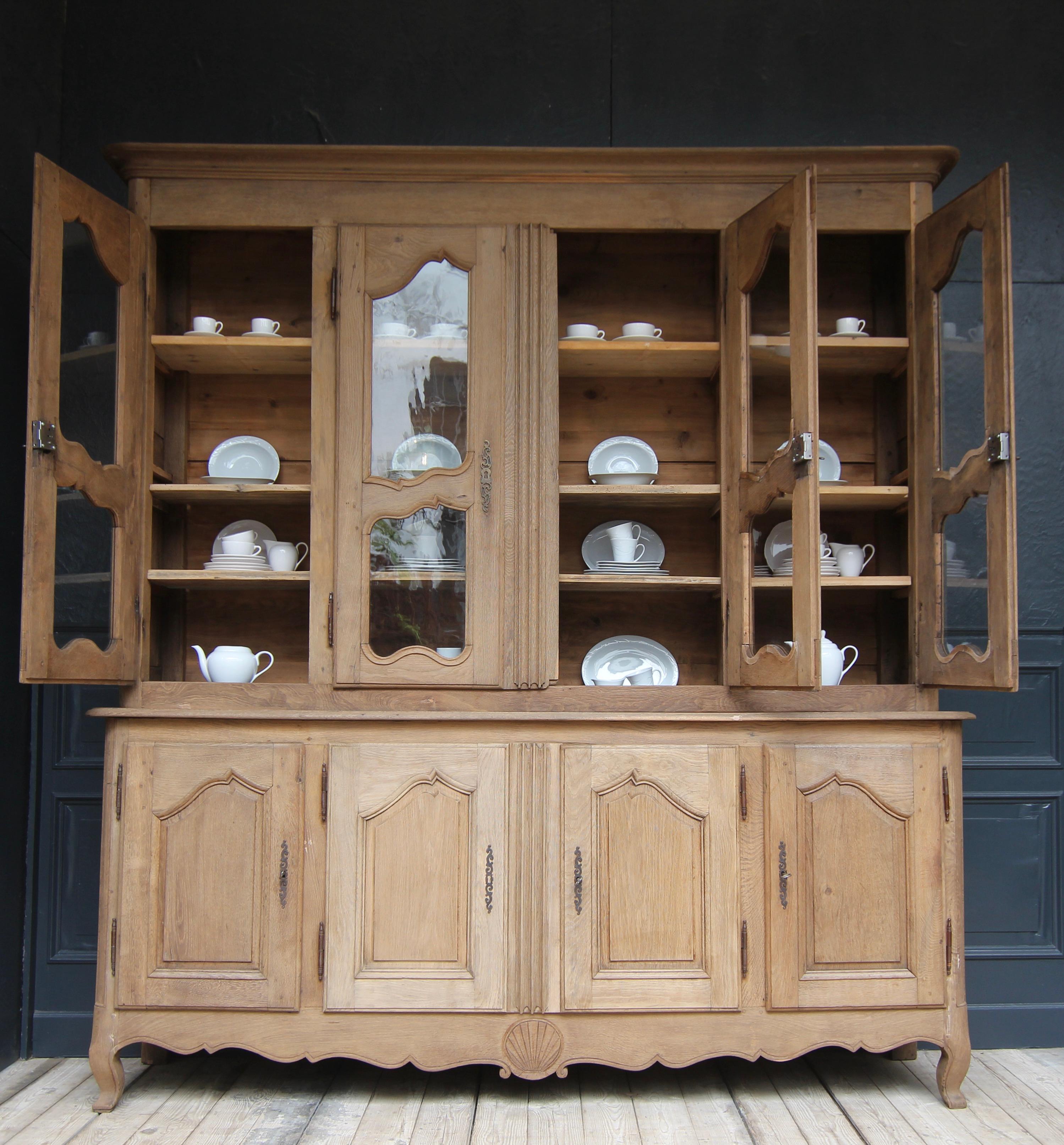 Glass Early 19th Century French Oak Buffet à Deux Corps Cabinet For Sale