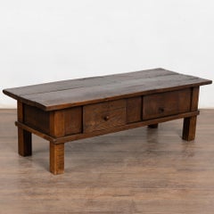 Early 19th Century French Oak Coffee Table with Two Drawers