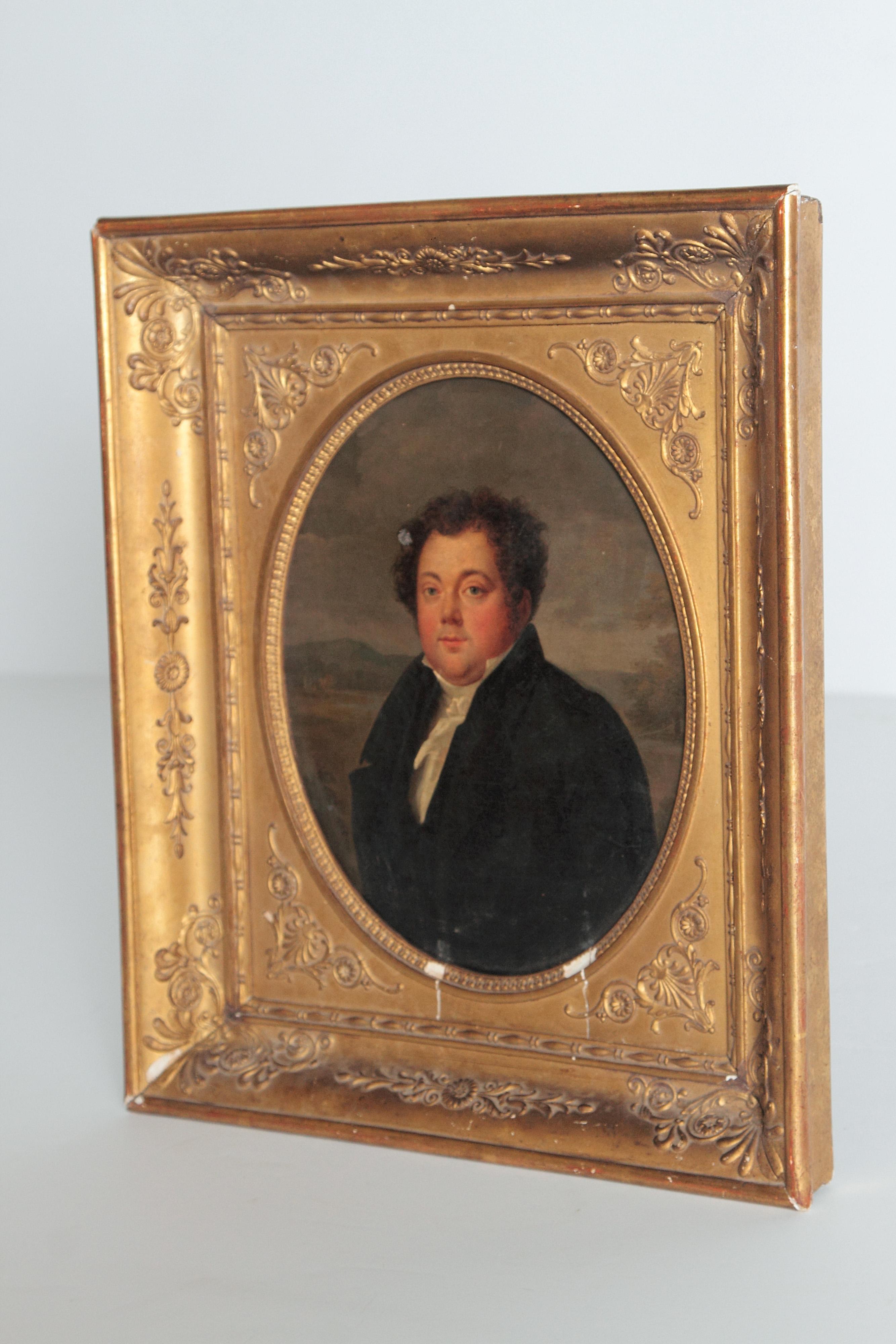 Early 19th Century French Oil on Canvas of a Man Dressed in Black at ...