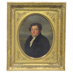 Early 19th Century French Oil on Canvas of a Man Dressed in Black