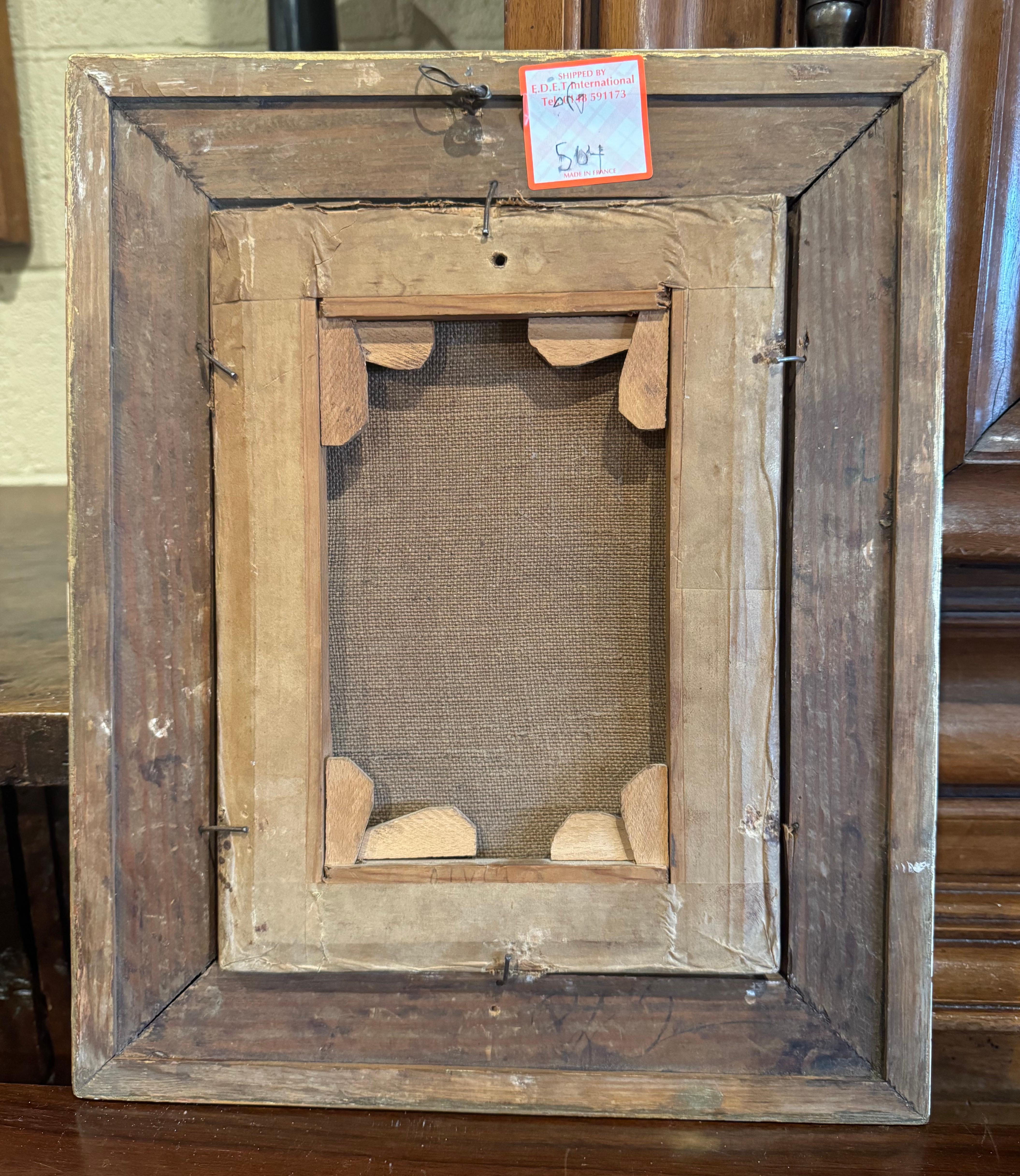 Early 19th Century French Oil on Canvas Pastoral Painting in Carved Gilt Frame 3