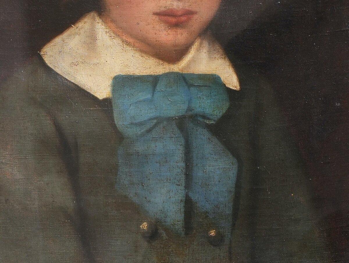 Louis Philippe Early 19th Century French Oil-On-Canvas Portrait of Boy For Sale