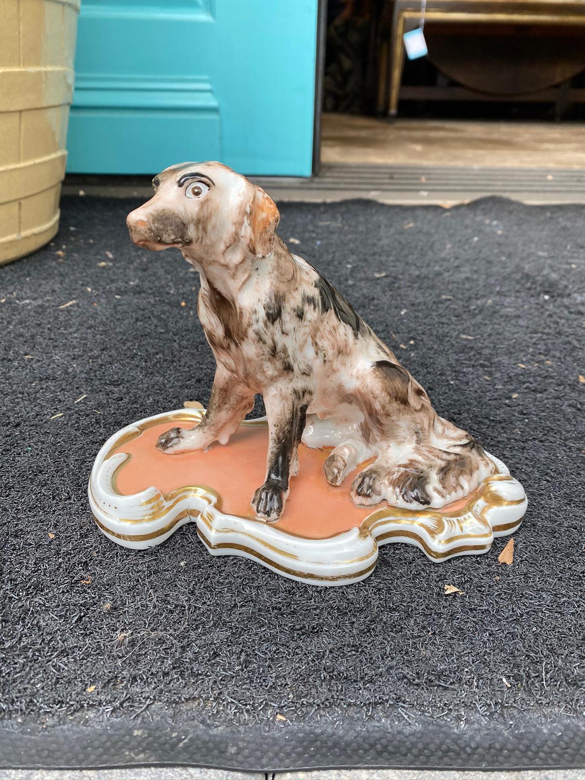 Early 19th century French Old Paris Porcelain seated dog.