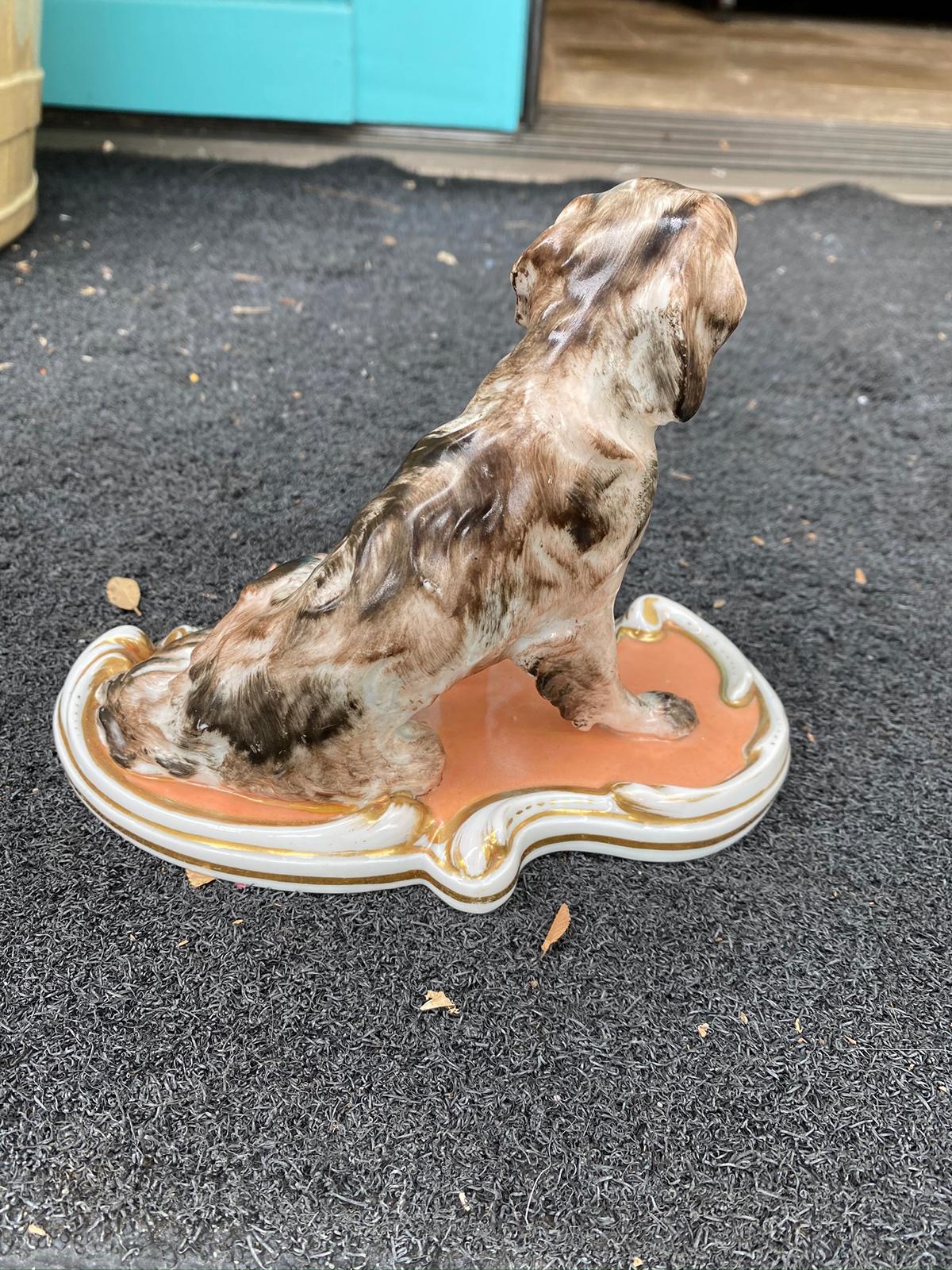 Early 19th Century French Old Paris Porcelain Seated Dog For Sale 4