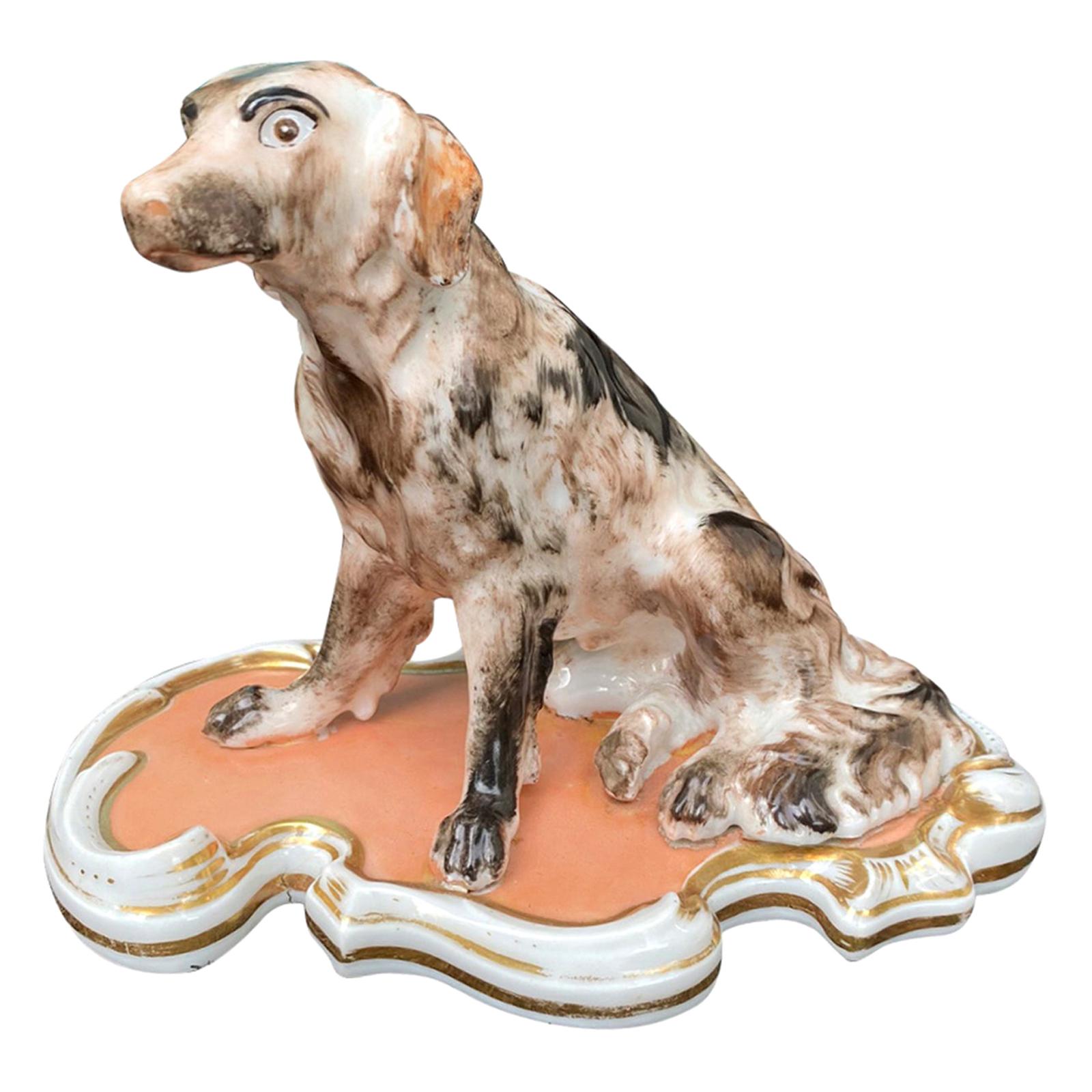 Early 19th Century French Old Paris Porcelain Seated Dog