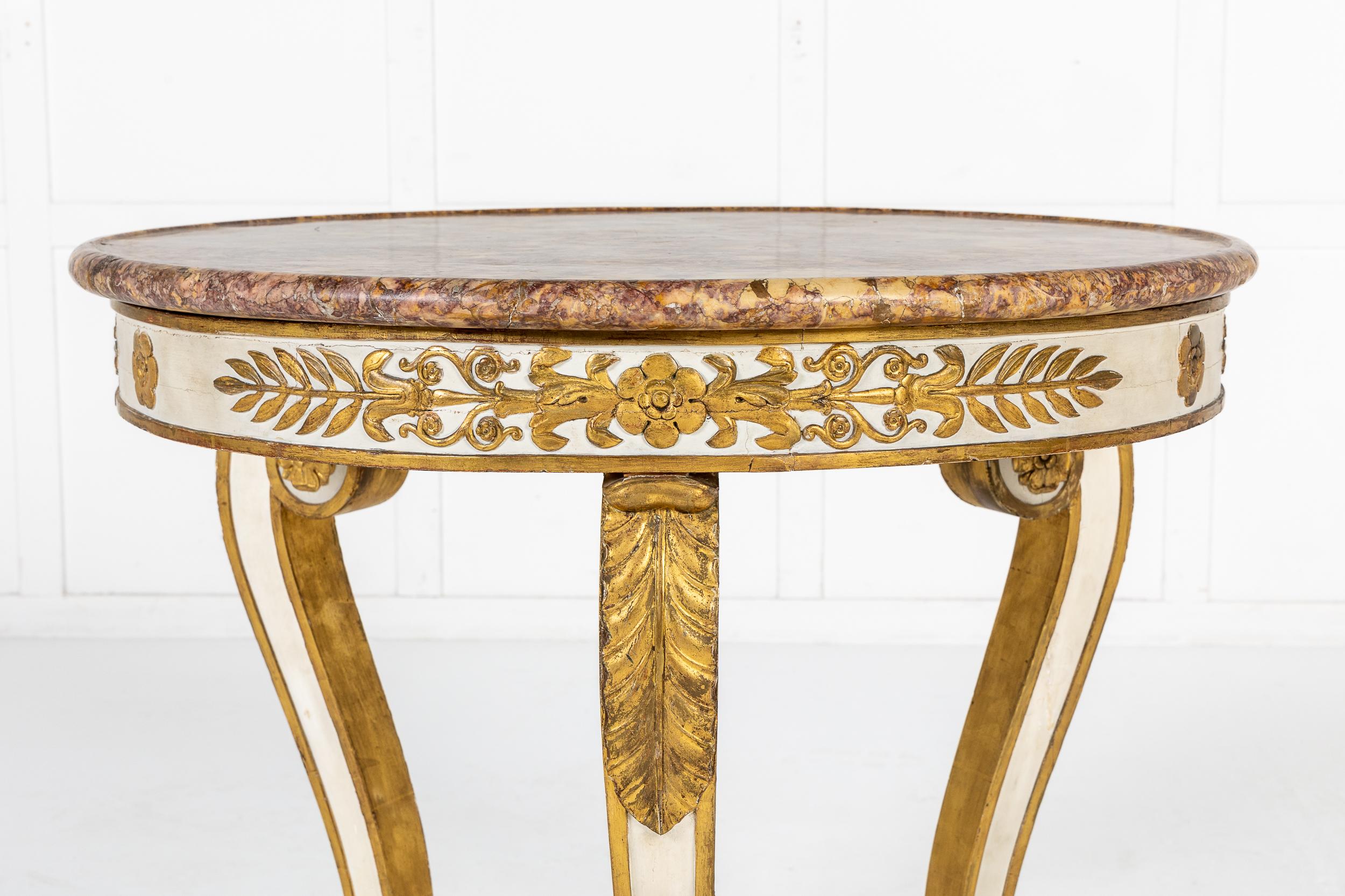 Marble Early 19th Century French Painted and Gilt Guéridon For Sale