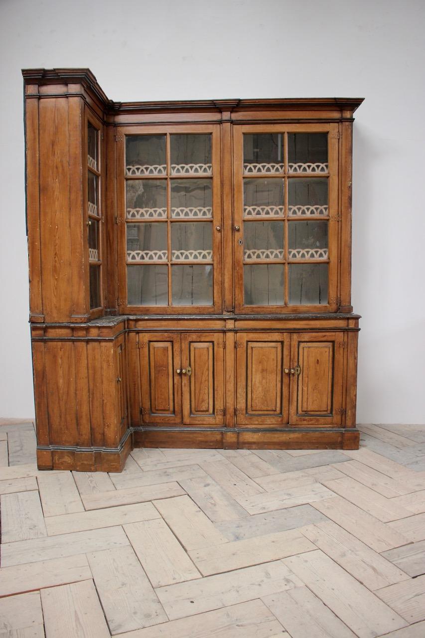 A very unusual and rare, early 19th century French corner display cabinet, retaining the original paint and mirror glass panels.
Ideal for a kitchen or breakfast room. Unusual shape.
This rustic country dresser will work very well in a period