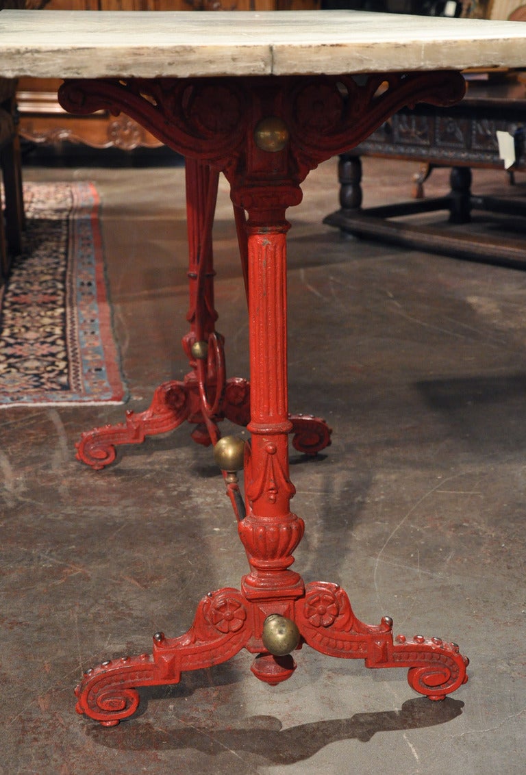 Country Early 19th Century French Painted Iron Pastry Table with Original Marble Top