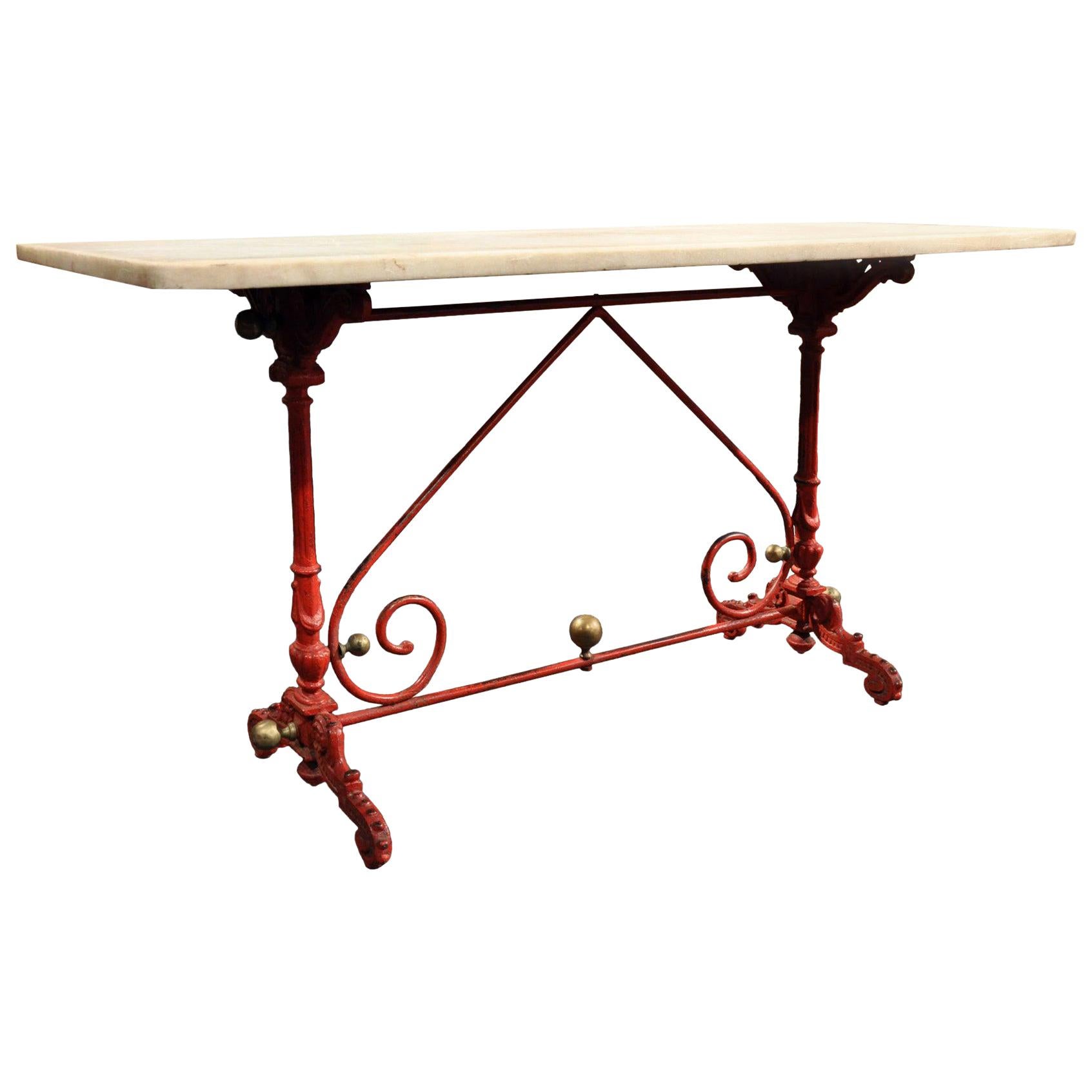 Early 19th Century French Painted Iron Pastry Table with Original Marble Top