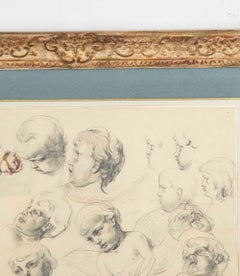 Early 19th Century French Painting of Thirteen Head Studies by Ary Scheffer of C