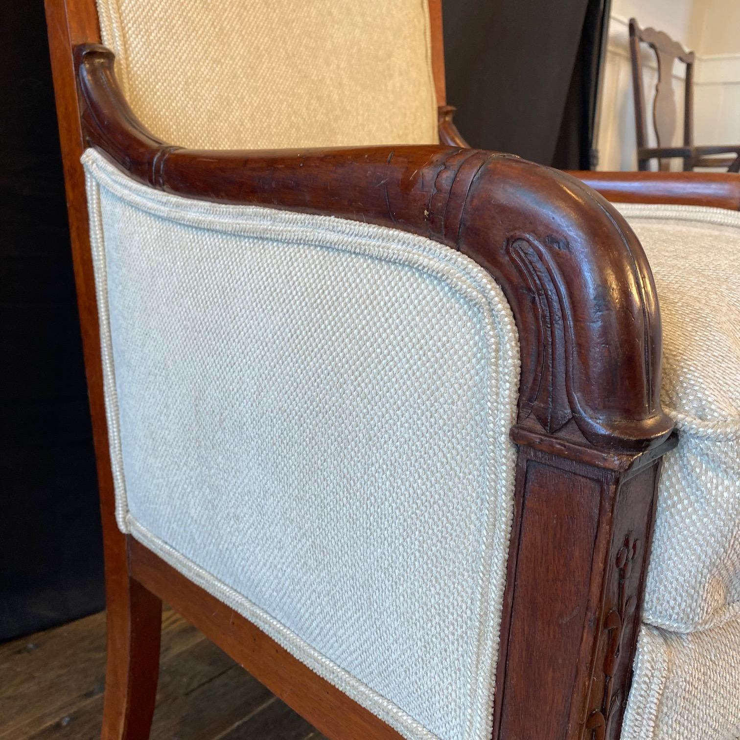 Early 19th Century French Pair Empire Fauteuils Armchairs 7