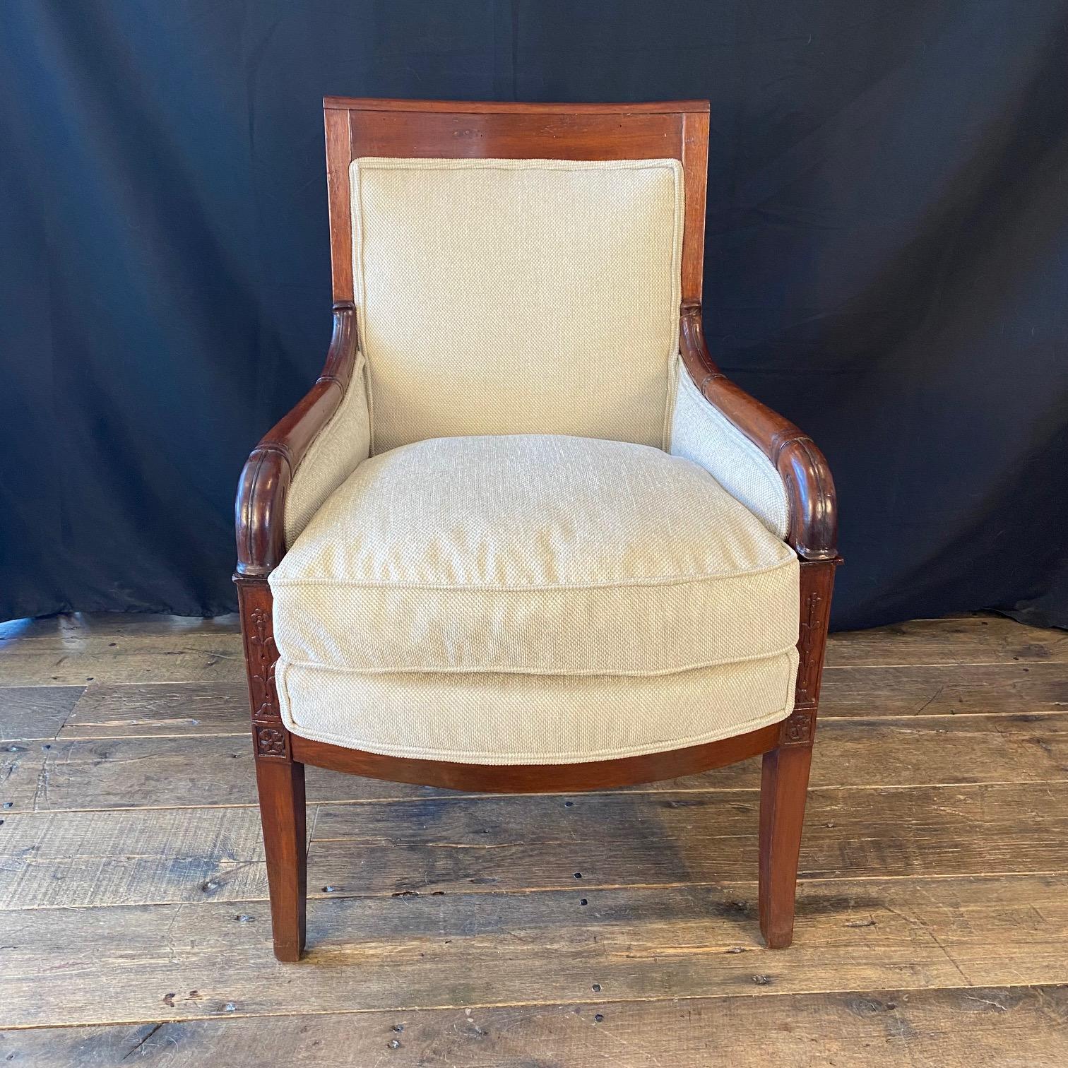 Early 19th Century French Pair Empire Fauteuils Armchairs 2