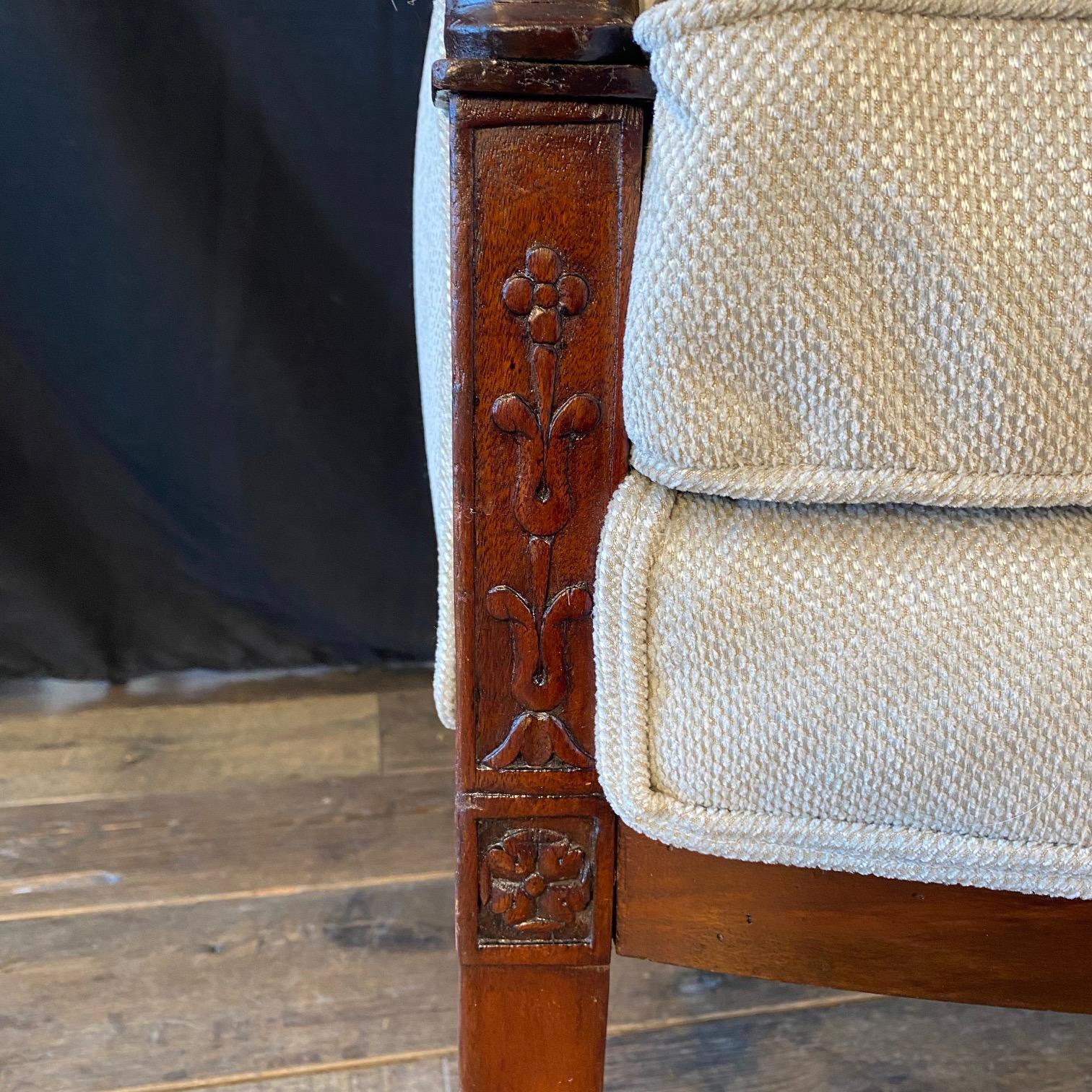 Early 19th Century French Pair Empire Fauteuils Armchairs 4