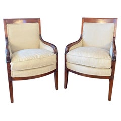 Early 19th Century French Pair Empire Fauteuils Armchairs