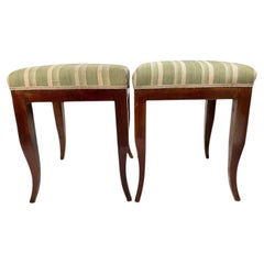 Early 19th Century French Pair of Walnut Directoire Stools