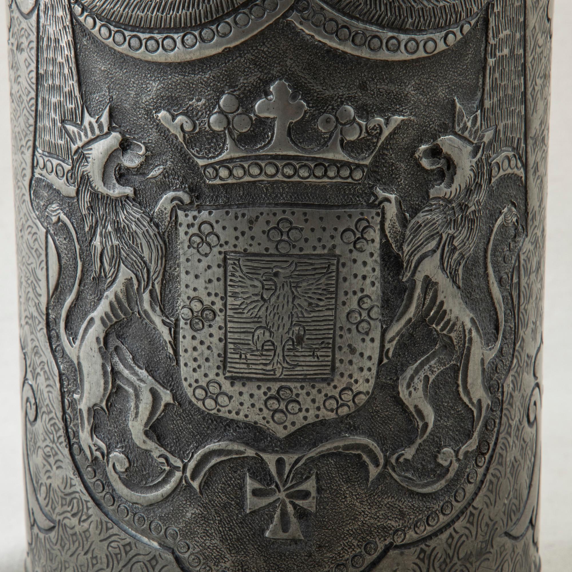 Early 19th Century French Pewter Tankard with Coat of Arms, Dated 1806 7
