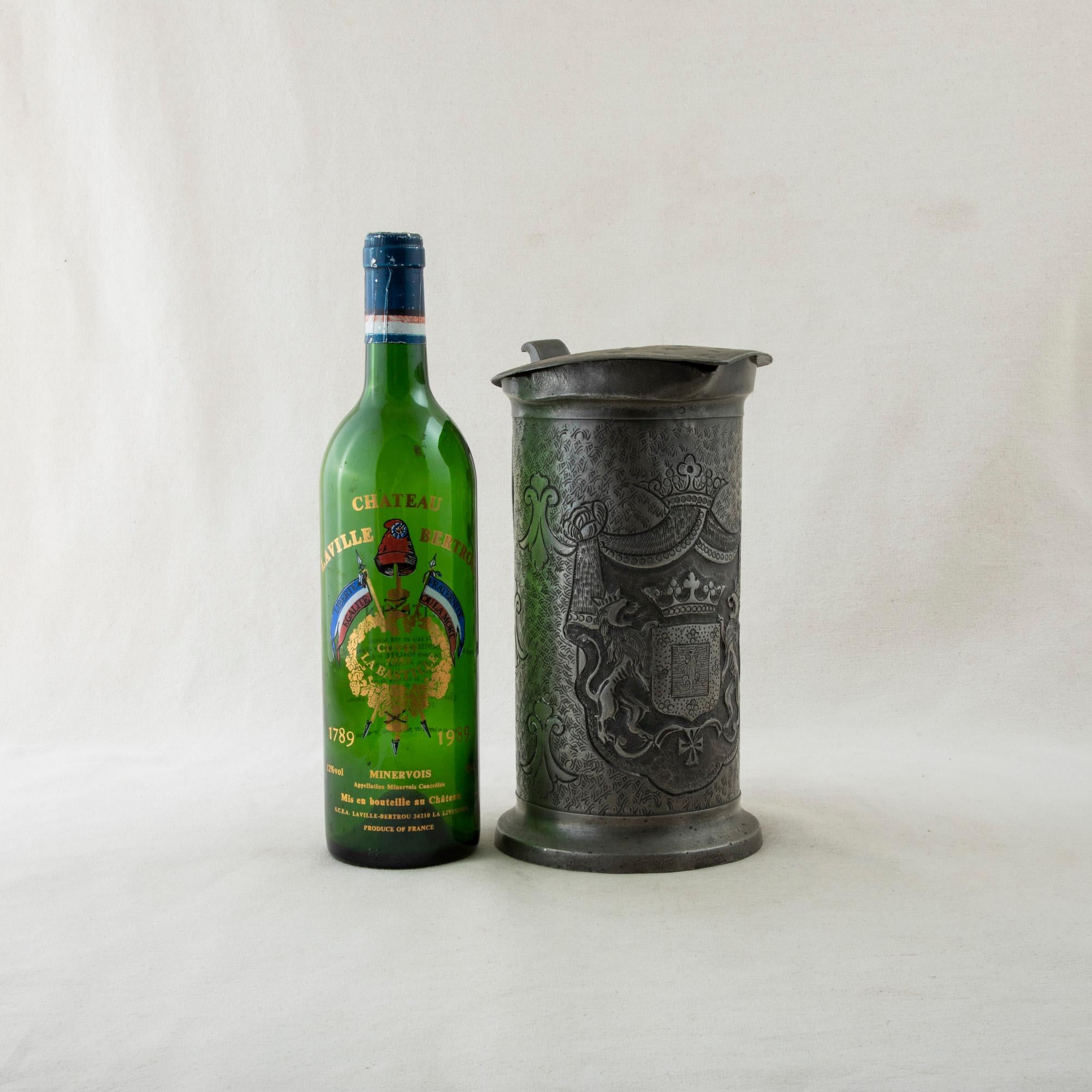 Early 19th Century French Pewter Tankard with Coat of Arms, Dated 1806 12