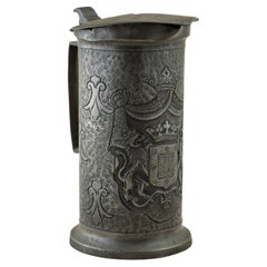 Early 19th Century French Pewter Tankard with Coat of Arms, Dated 1806