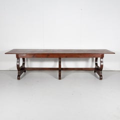 Table à chevalets de monastère en pin français du début du 19e siècle