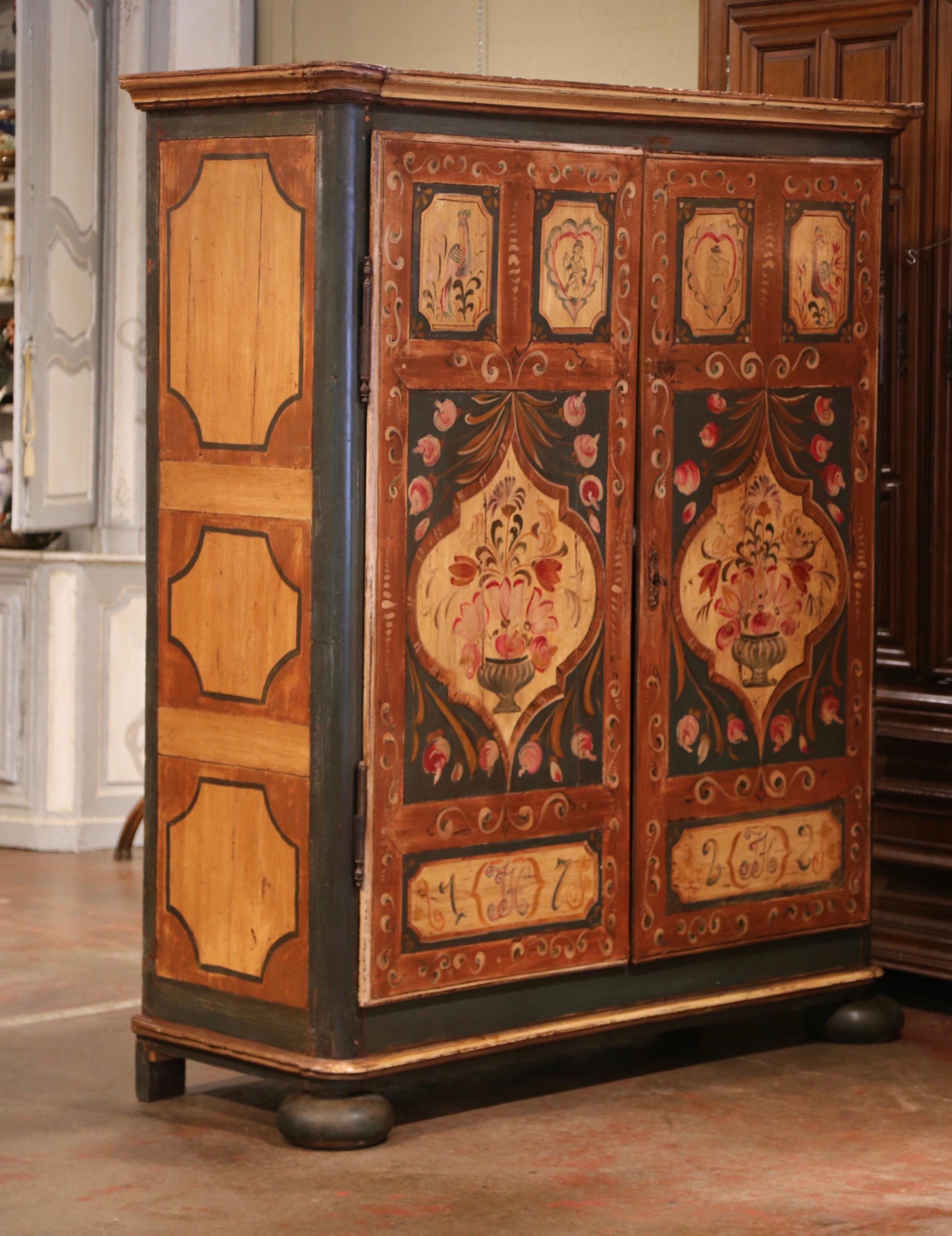 Early 19th Century French Pine Two-Door Painted Armoire from Alsace-Lorraine 5