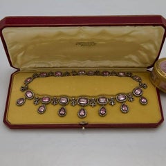 Early 19th Century French Pink Topaze and Diamond Necklace