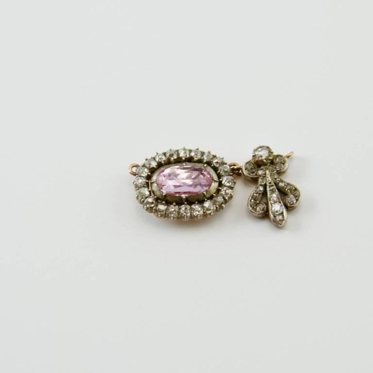 Early 19th Century French Pink Topaze and Diamond Necklace For Sale 3