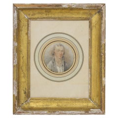 Early 19th Century French Portrait Drawing of a Young Man