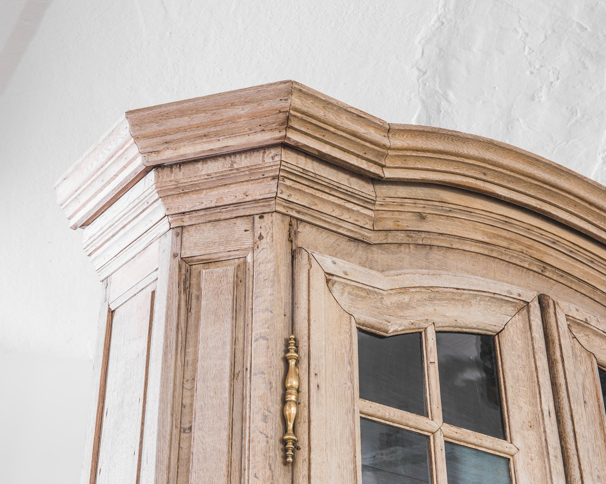 Brass Early 19th Century French Provincial Bleached Oak Vitrine