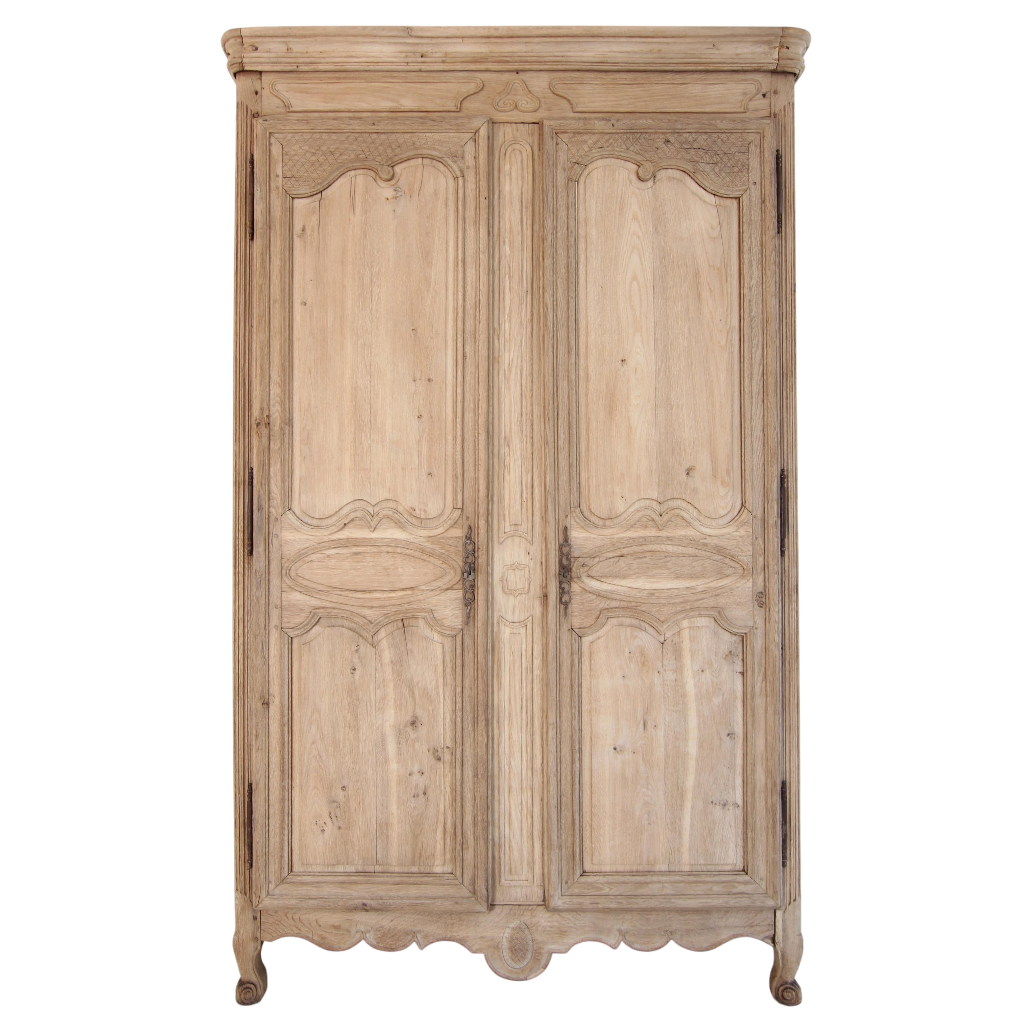 Early 19th Century French Provincial Bleached Oak Wardrobe
