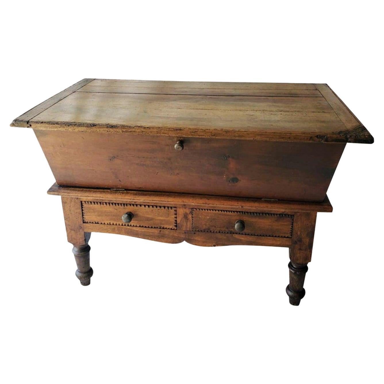 Early 19th Century French Provincial Boulangerie Bin on Carved Stand
