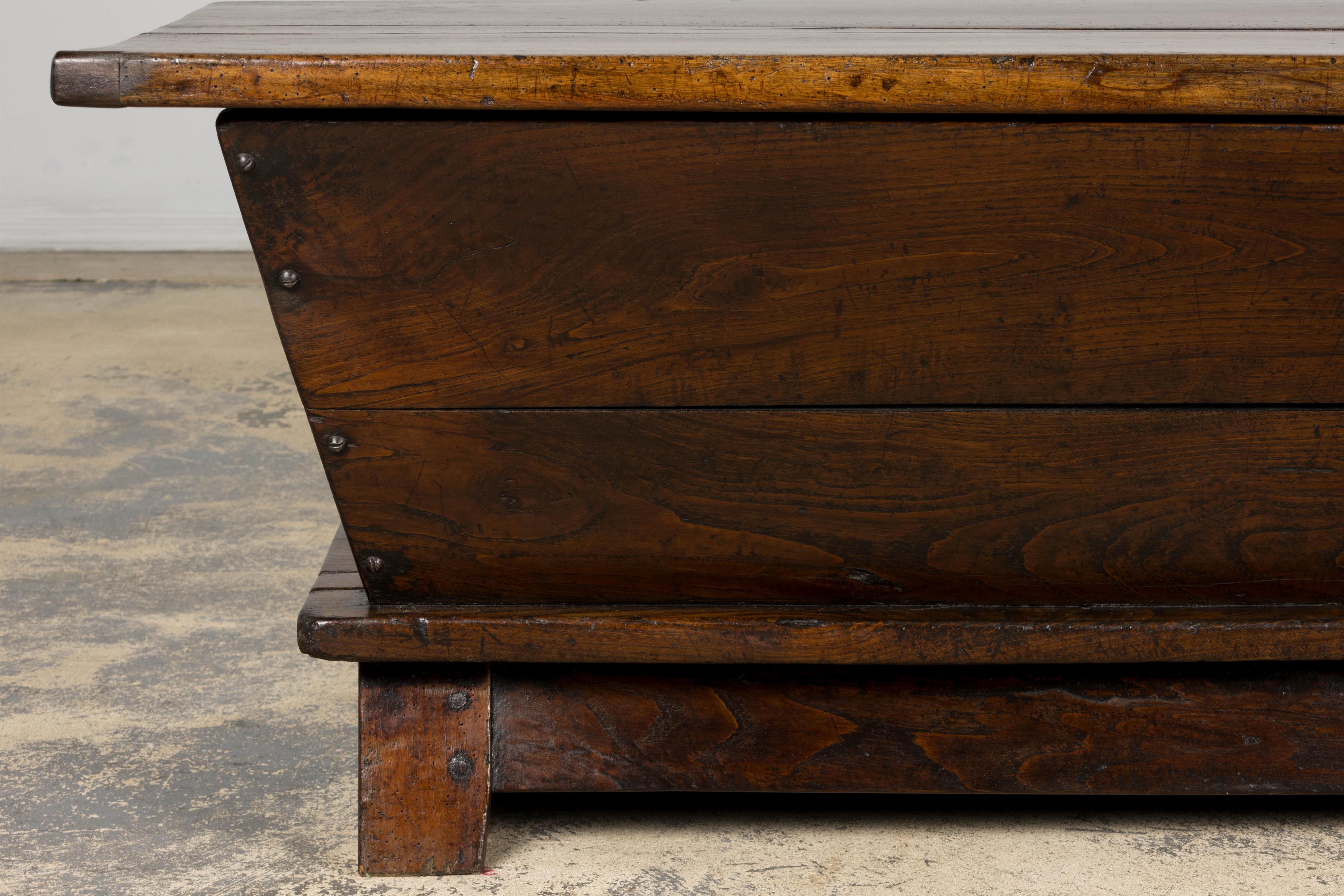 Hand-Carved Early 19th Century French Provincial Dough Bin Coffee Table For Sale