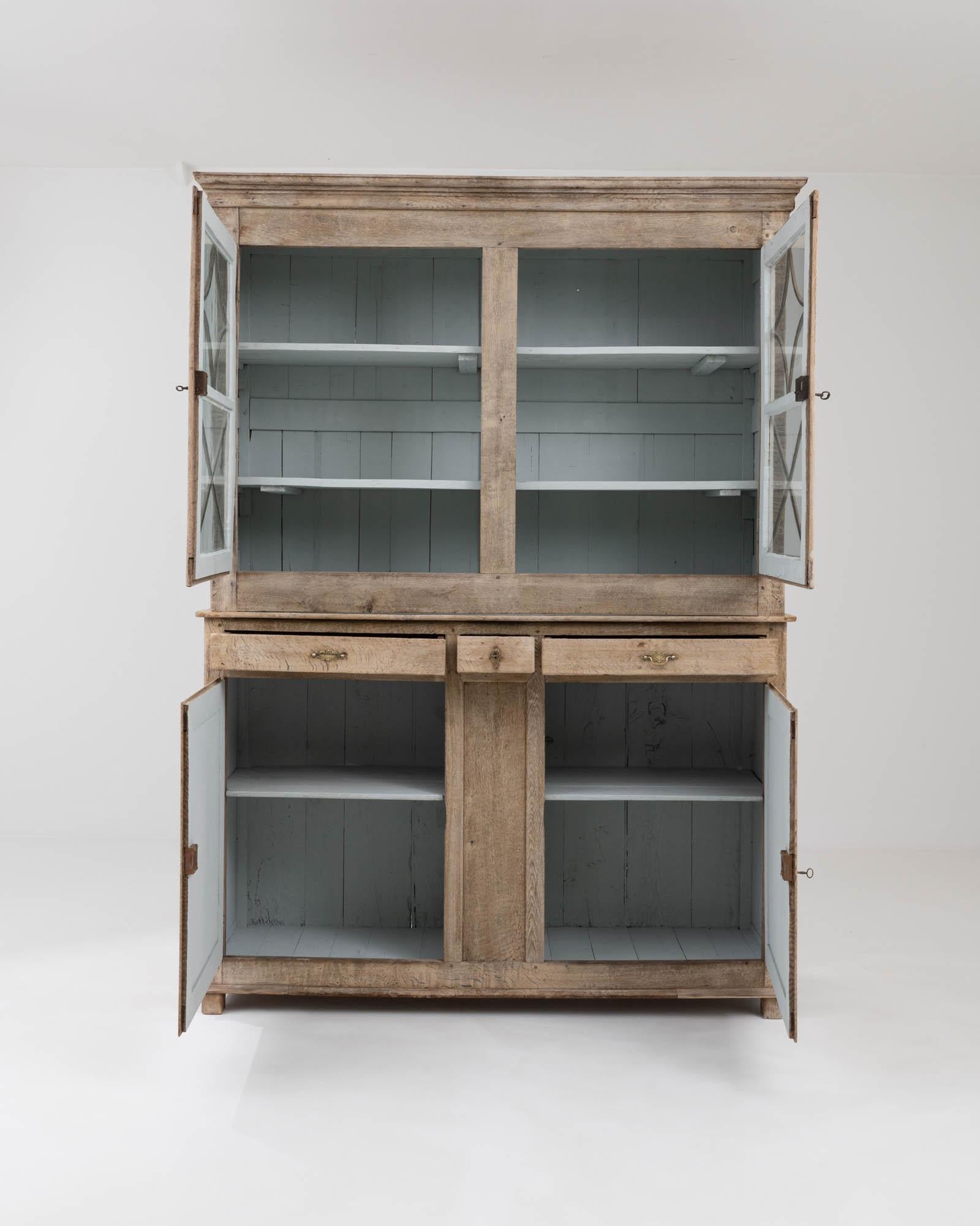 Bleached Early 19th Century French Provincial Oak Vitrine