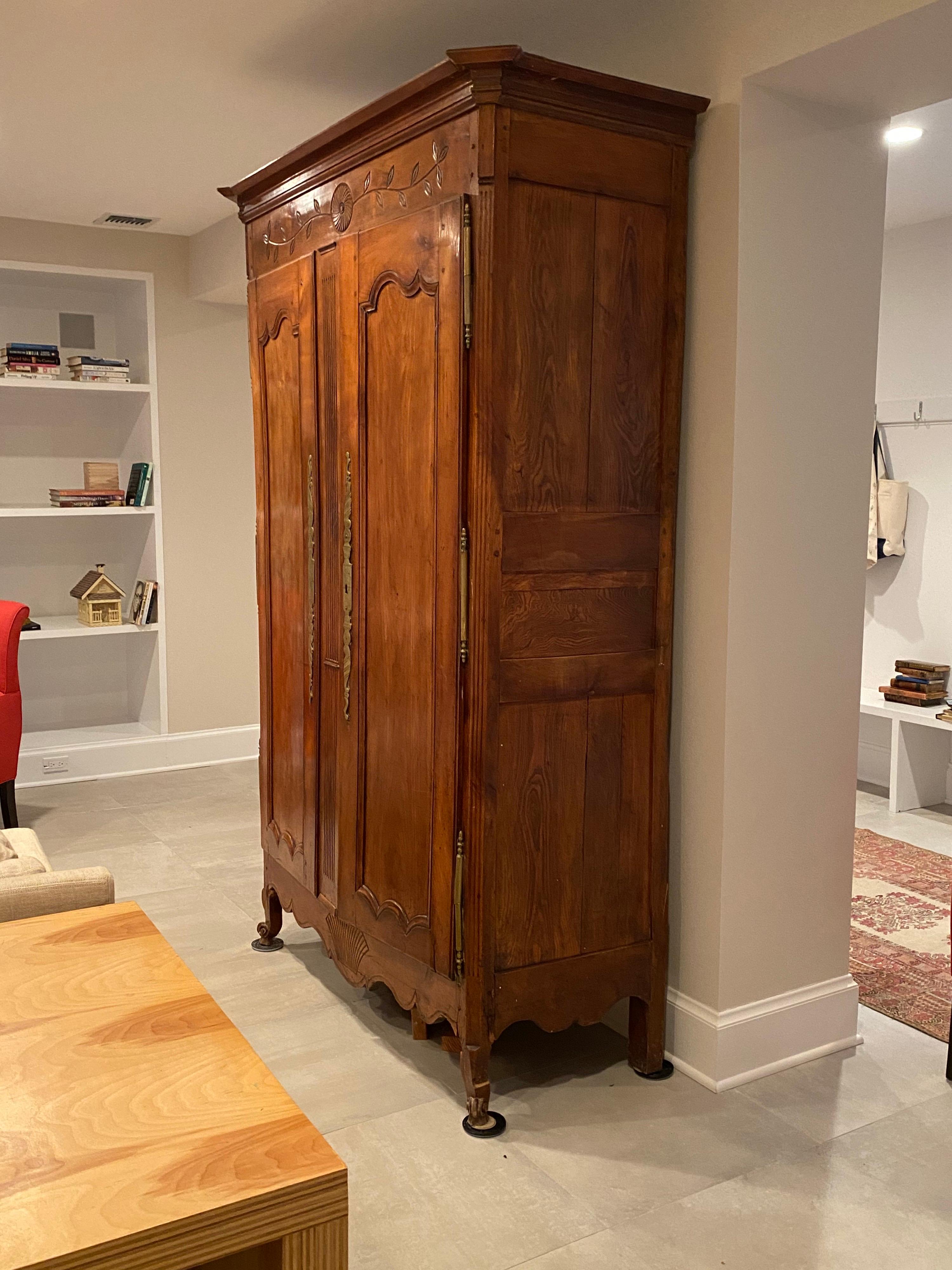 Hand-Carved Early 19th Century French Provincial Walnut Armoire