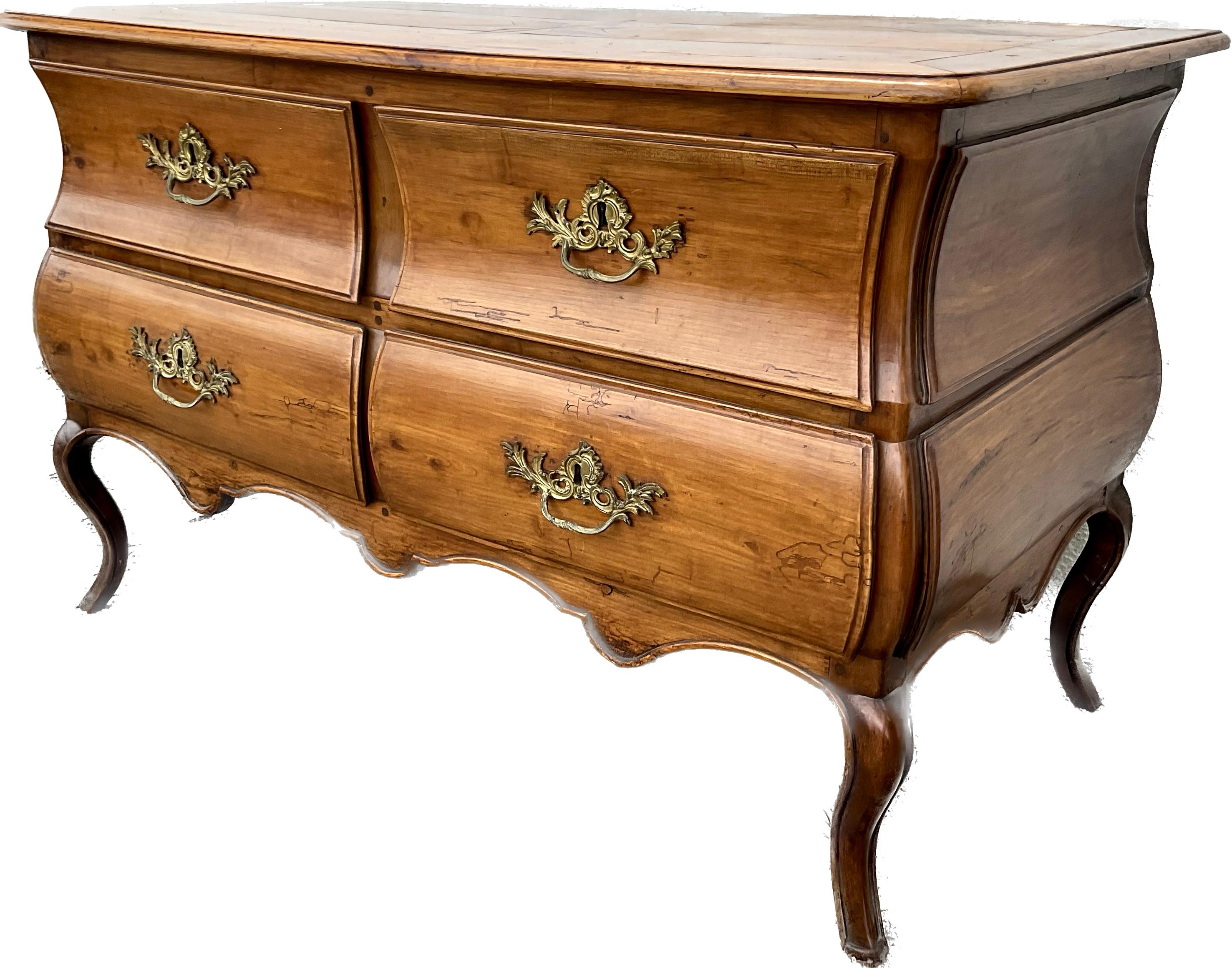Early 19th Century French Provincial Walnut Bombe Commode 5
