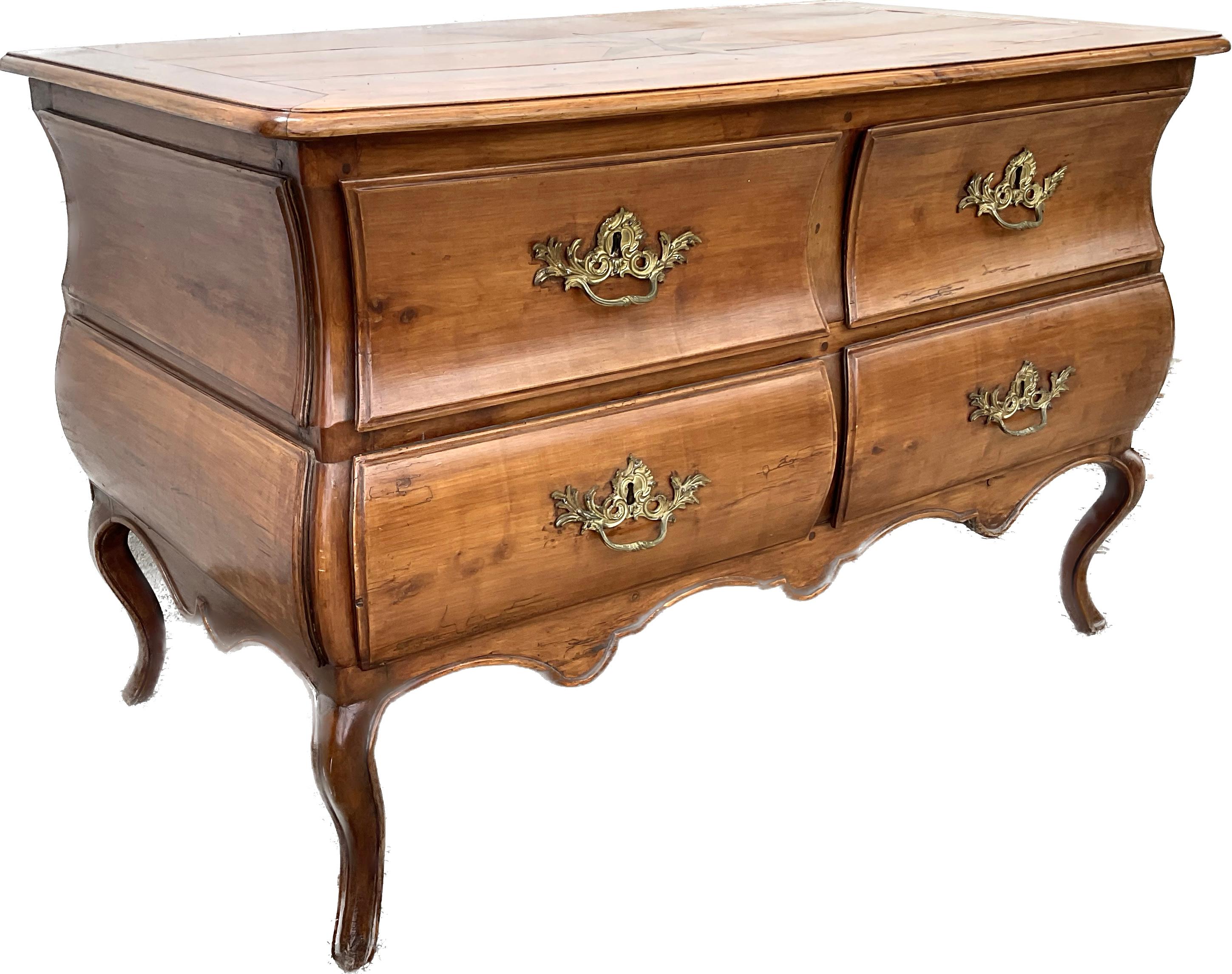 Early 19th Century French Provincial Walnut Bombe Commode 6