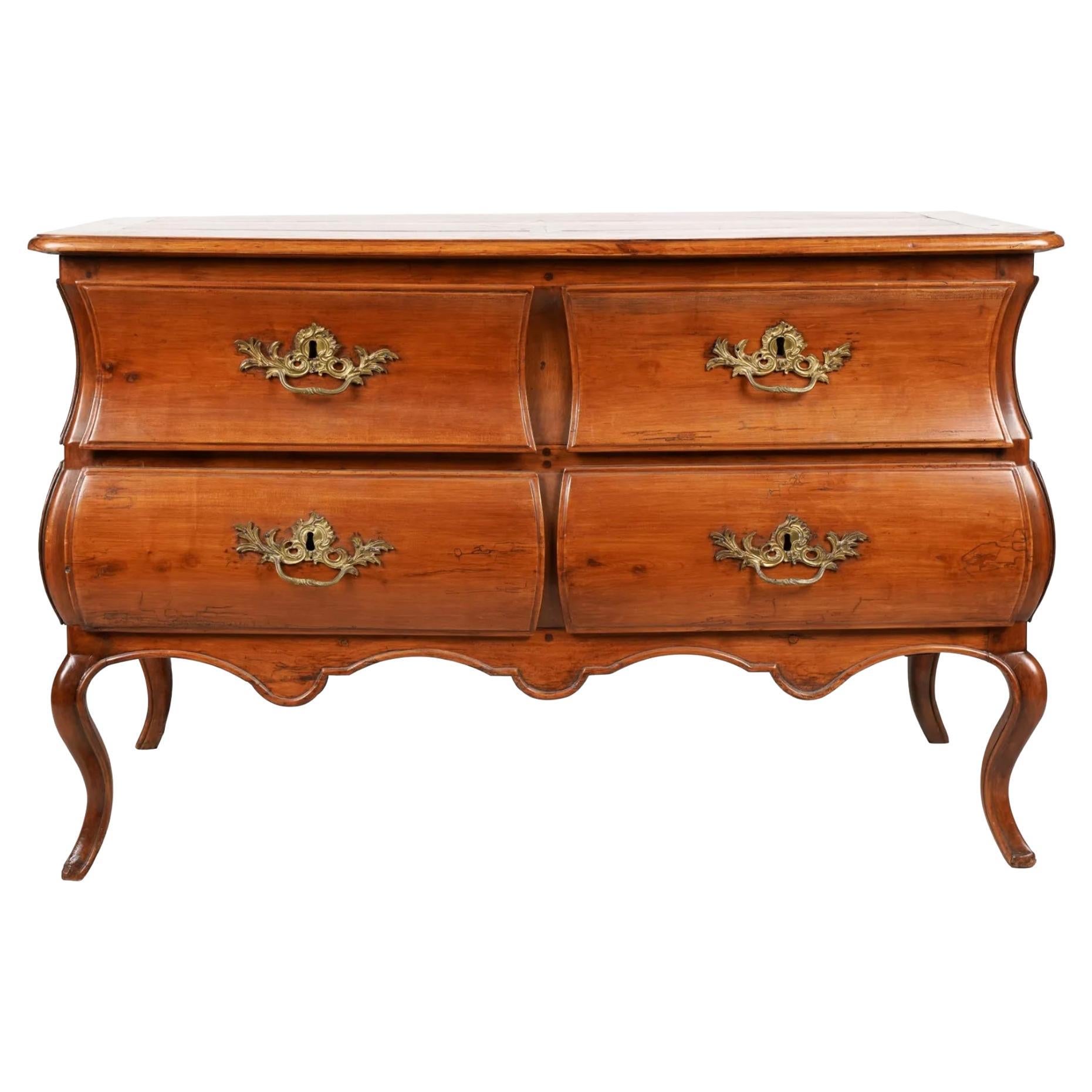 Early 19th Century French Provincial Walnut Bombe Commode