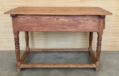 Early 19th Century French Refectory, Work or Kitchen Table with Two Drawers