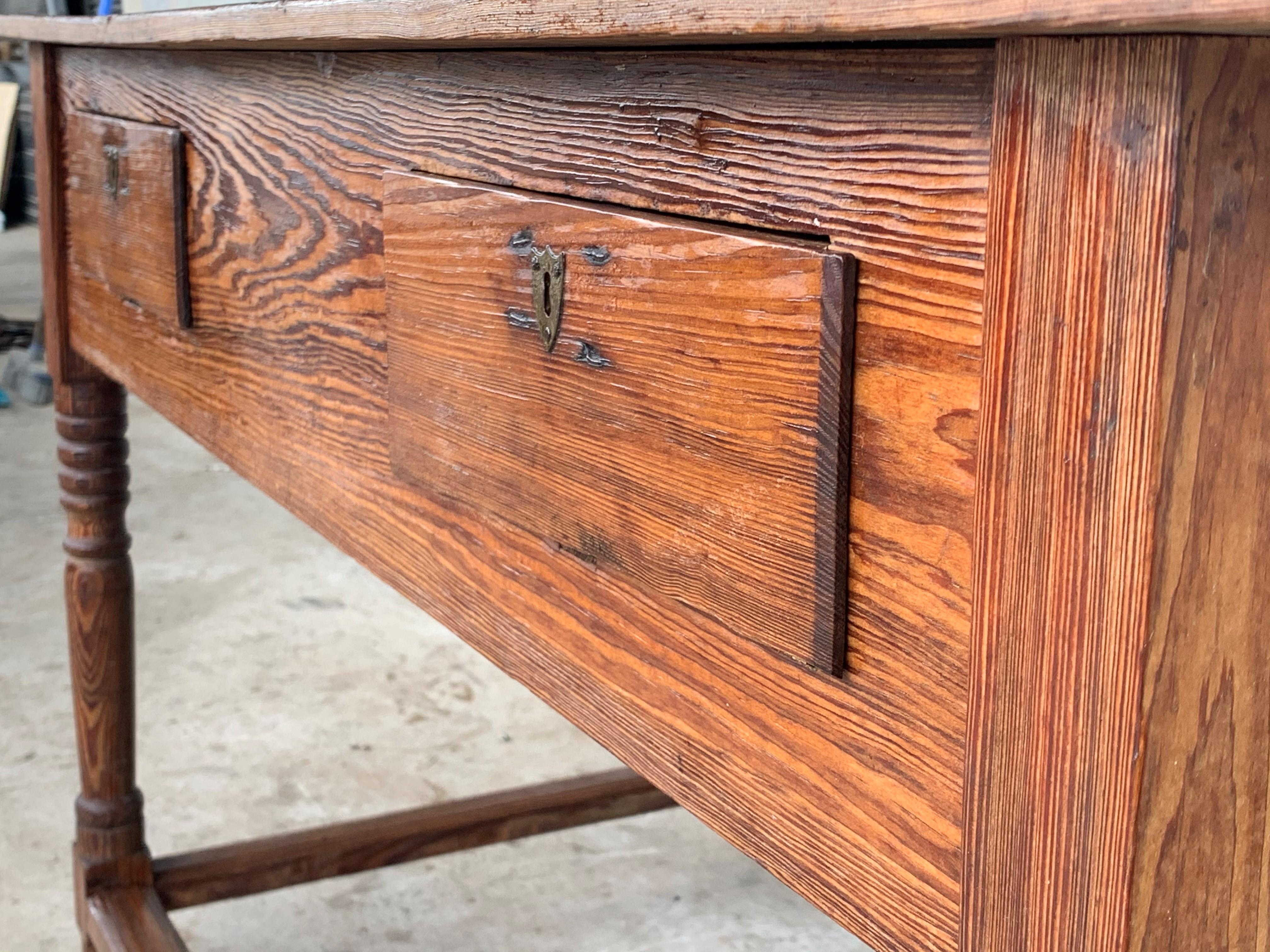 Early 19th Century French Refectory, Work or Kitchen Table with Two Drawers For Sale 2