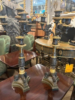 Early 19th Century French Regency Pair of Bronze Ormolu Candelabras