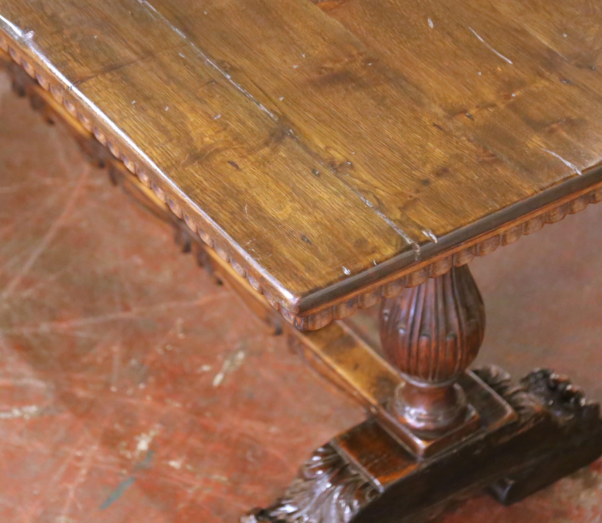 Mesa de refectorio de roble renacentista francés de principios del siglo XIX con base de balaustre en Excelente estado para la venta en Dallas, TX