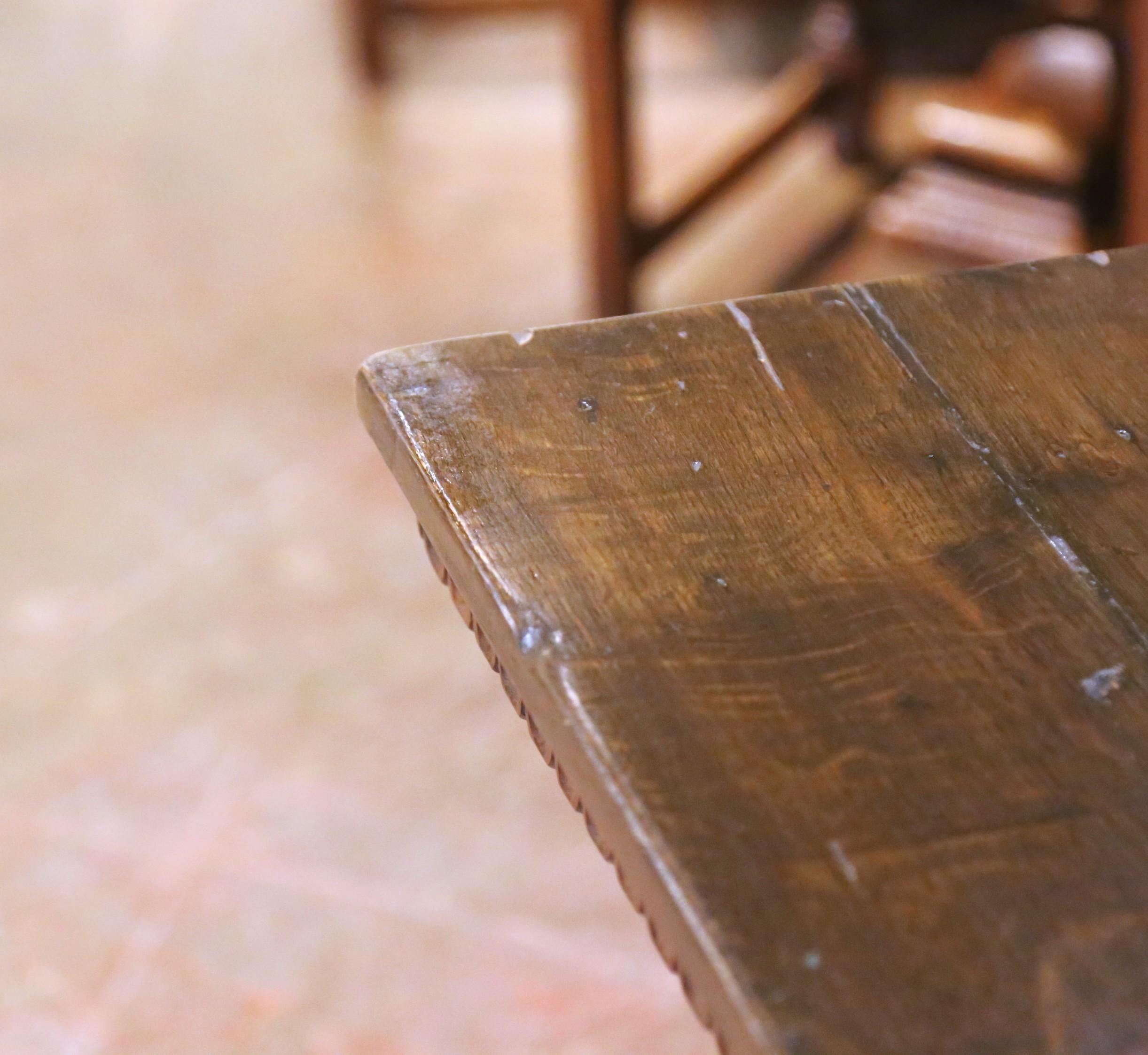 Mesa de refectorio de roble renacentista francés de principios del siglo XIX con base de balaustre en venta 2