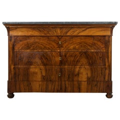 Early 19th Century French Restauration Period Burl Walnut Commode or Chest