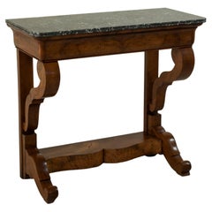 Early 19th Century French Restauration Period Burl Walnut Console Table, Marble