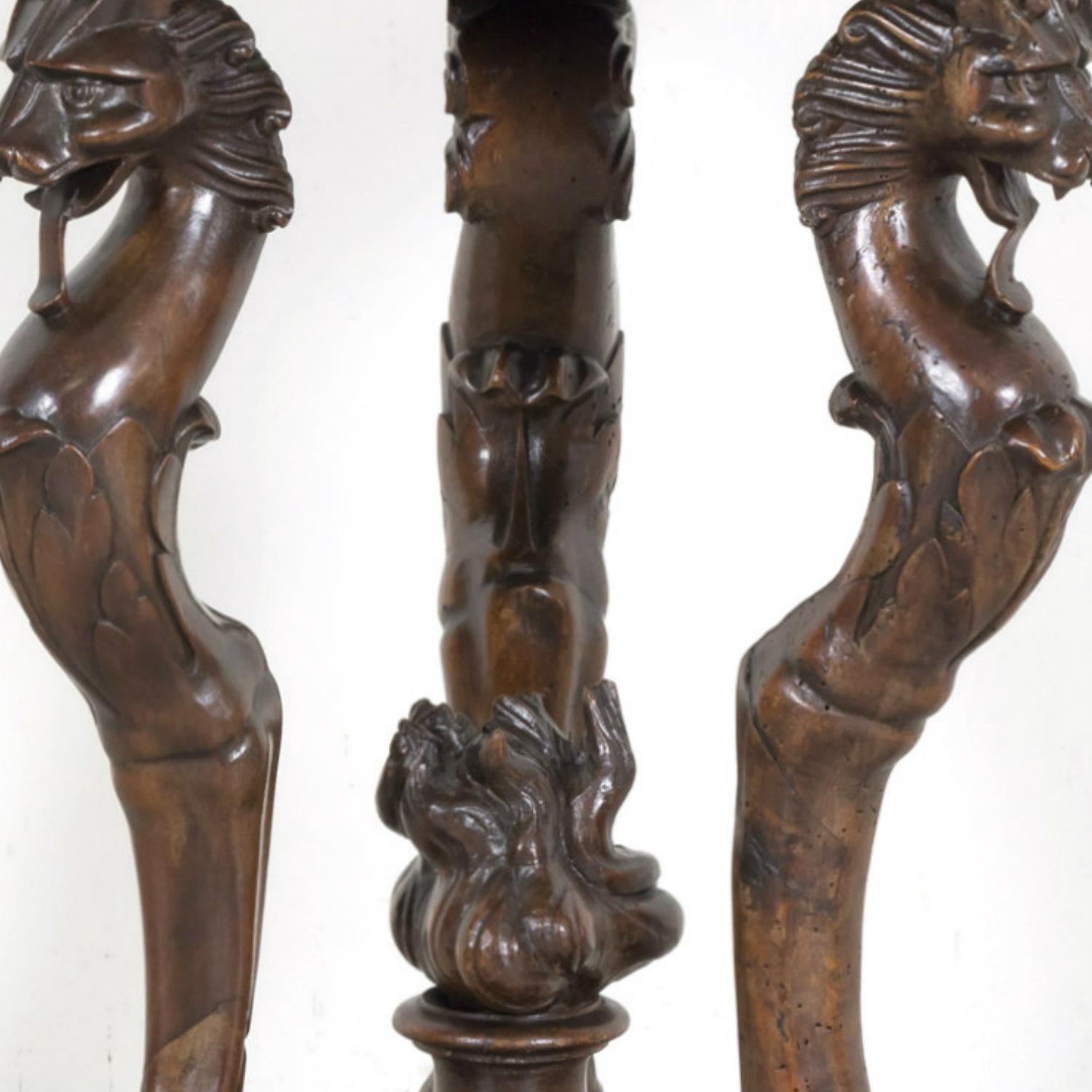 Early 19th Century French Restauration Period Carved Walnut Brazier Tripod Table For Sale 13