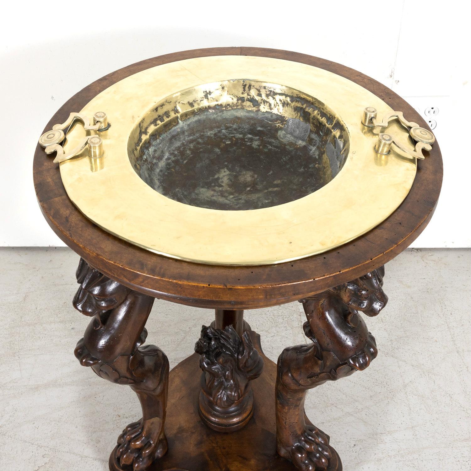 Early 19th Century French Restauration Period Carved Walnut Brazier Tripod Table In Good Condition For Sale In Birmingham, AL