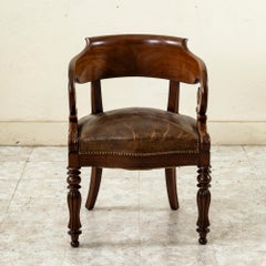 Early 19th Century French Restauration Period Mahogany and Leather Desk Chair