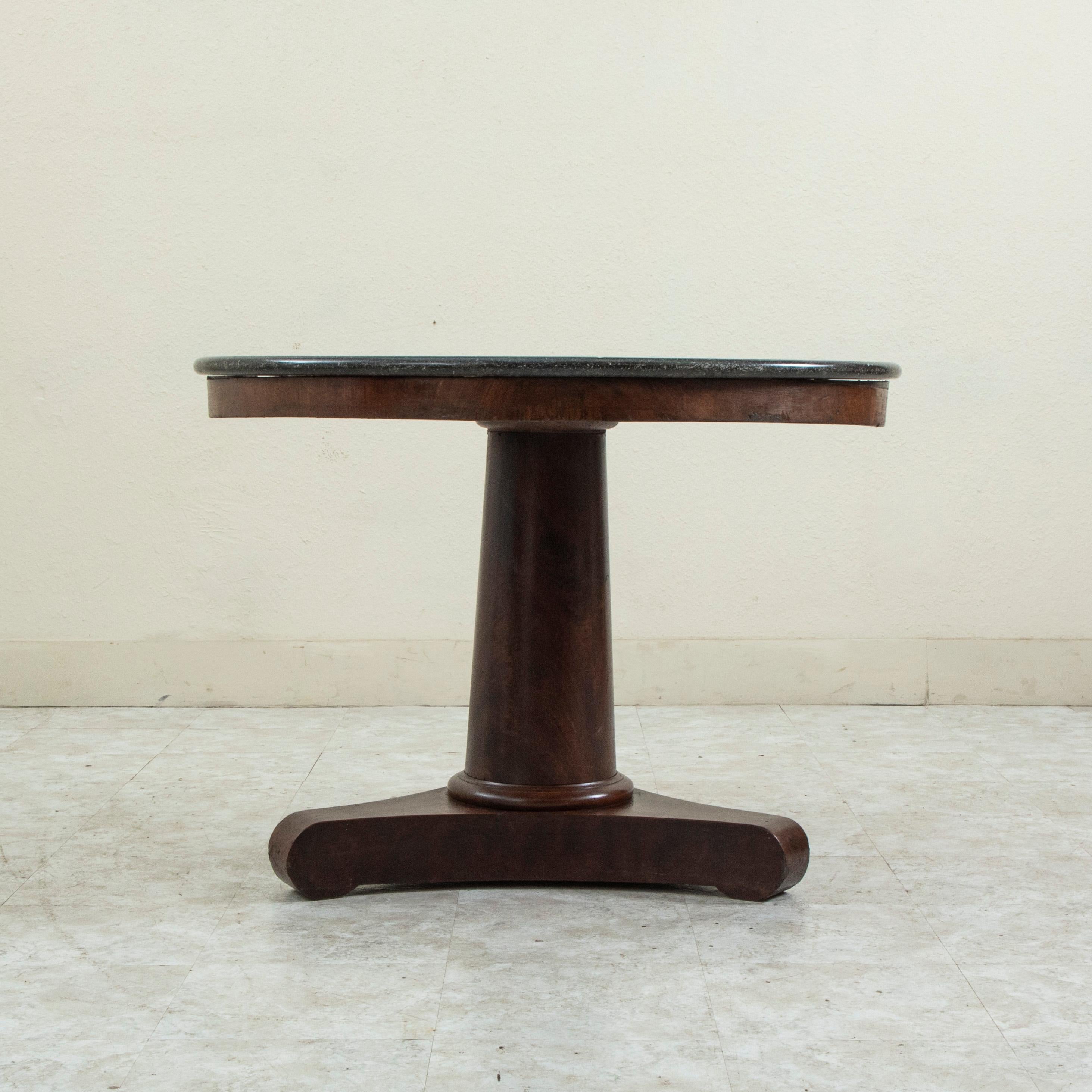 Early 19th Century French Restauration Period Mahogany Center Table, Marble Top 1